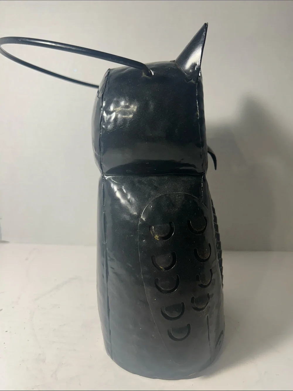 Metal Owl Lantern - Black Decorative Candle Holder
